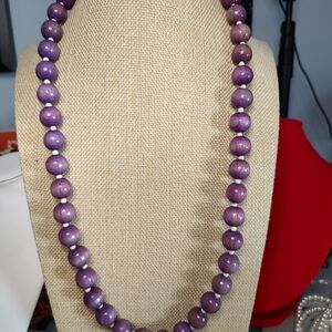 4 purple wood necklace